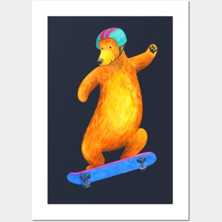 Skateboarder Bear Posters and Art